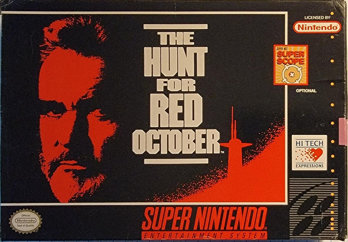 Vintage The Hunt For Red October SNES game cartridge, classic 1990s naval strategy, collectible edition