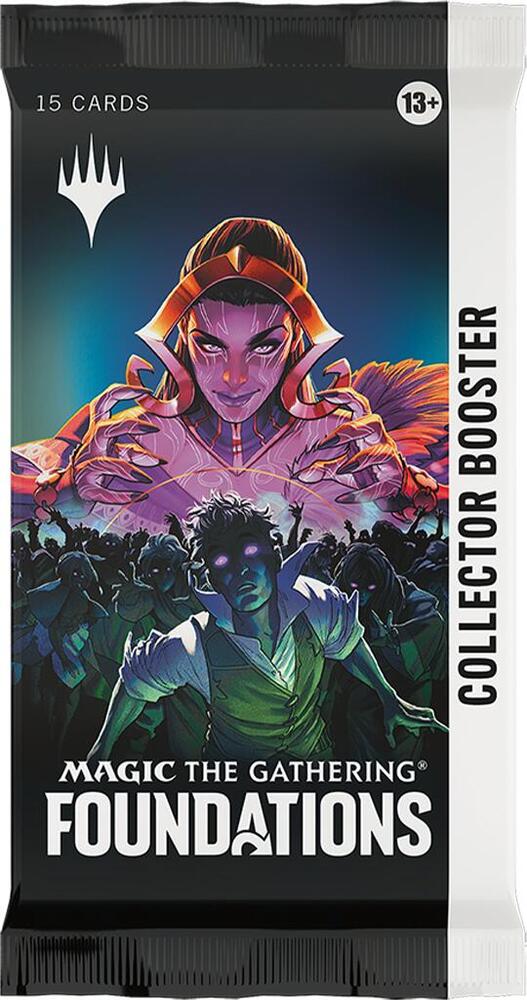 Magic the Gathering Foundations Booster Pack Collector Edition featuring rare foil cards, fantasy artwork, for collectors ...