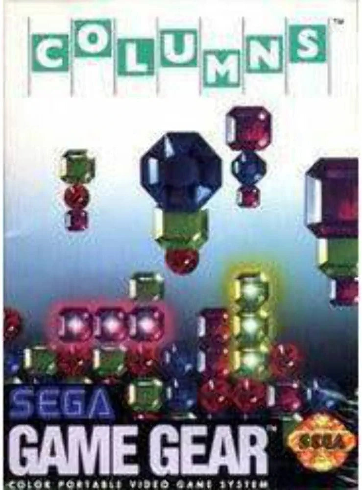 Retro Columns GameGear puzzle game cartridge, classic 90s handheld gaming, vibrant color graphics