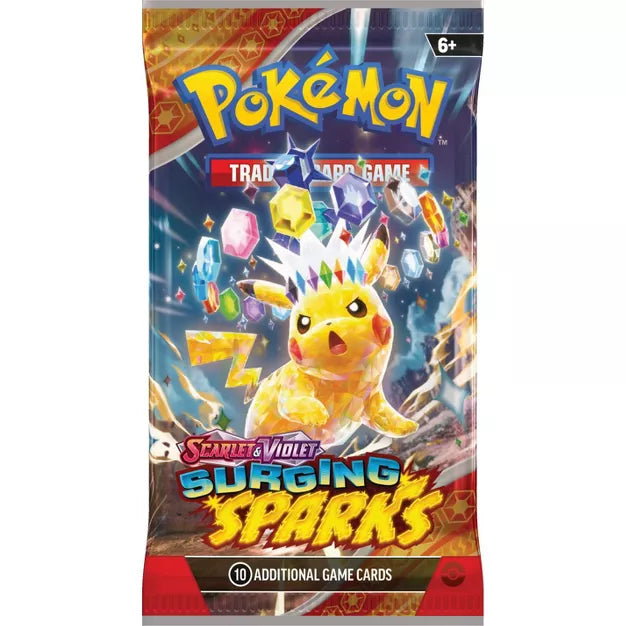New Pokemon Surging Sparks Check Lane Booster Pack, collectible card game, sealed package