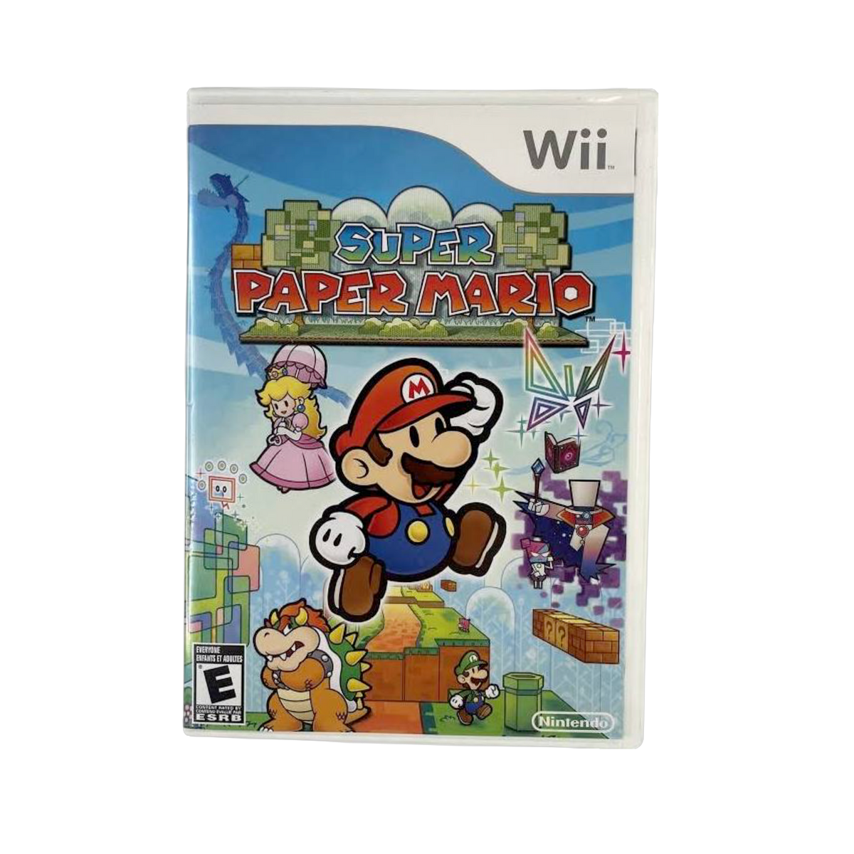 Super Paper Mario Wii game, colorful adventure platformer for Nintendo, family-friendly entertainment
