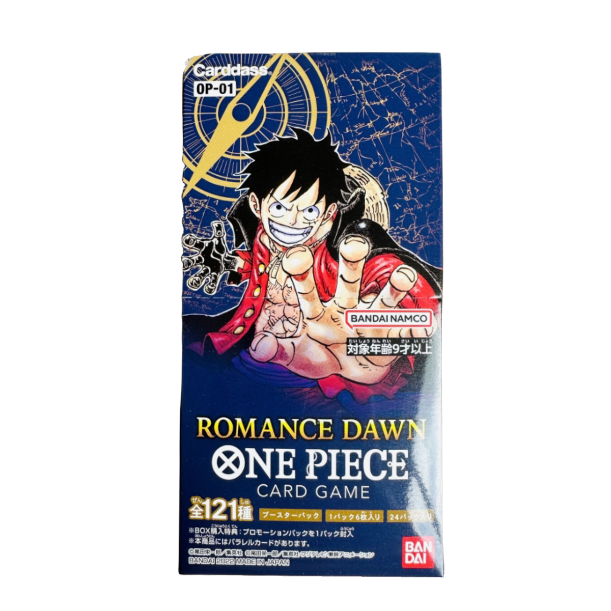 One Piece Romance Dawn Japanese Booster Box, new and sealed, featuring rare collectible cards for anime fans