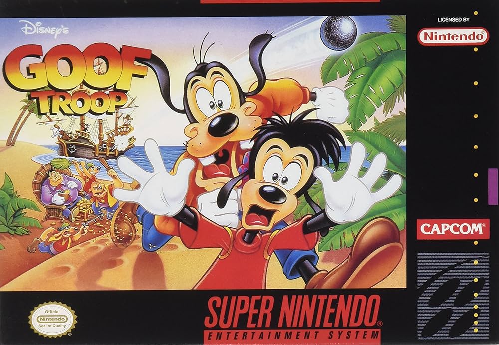 Vintage Goof Troop SNES game cartridge, classic 90s Disney adventure, collectible item