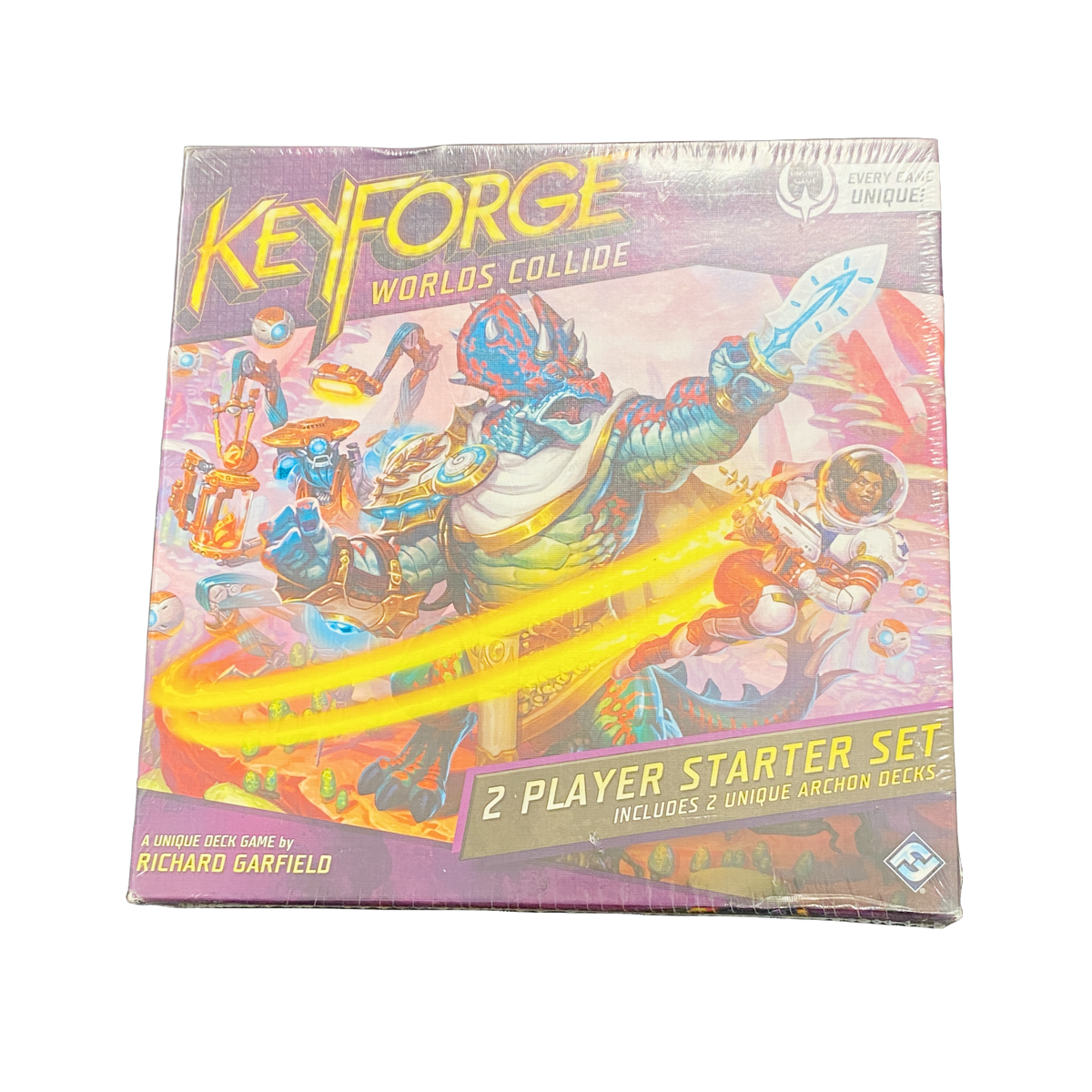 Buy new Keyforge Worlds Collide 2-Player Starter Set, strategy card game for competitive play, includes tokens & guides