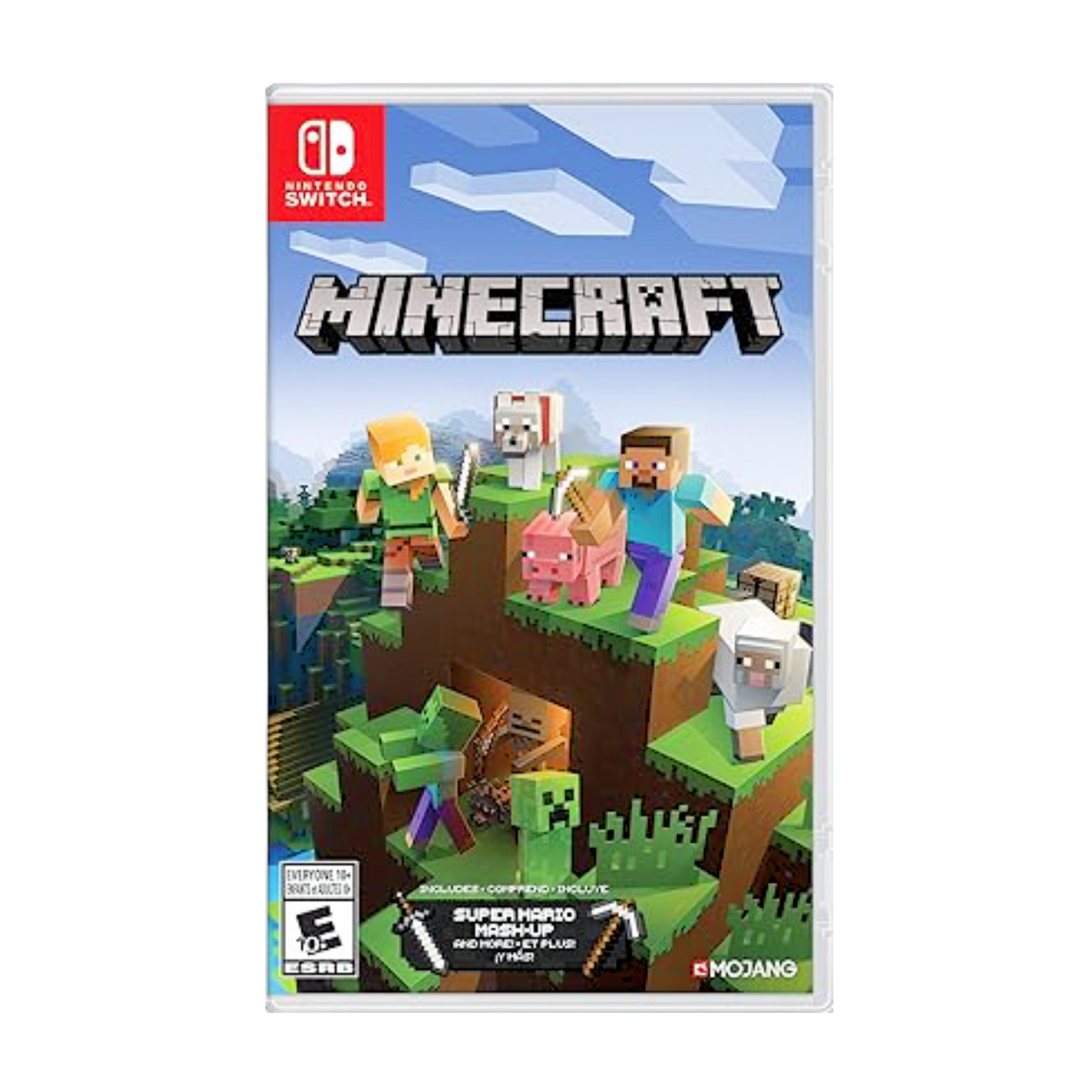 Minecraft for Nintendo Switch game cartridge, family-friendly sandbox adventure, digital download option available