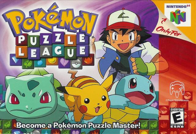 Pokemon Puzzle League N64 game cartridge, vintage collectible, colorful box art
