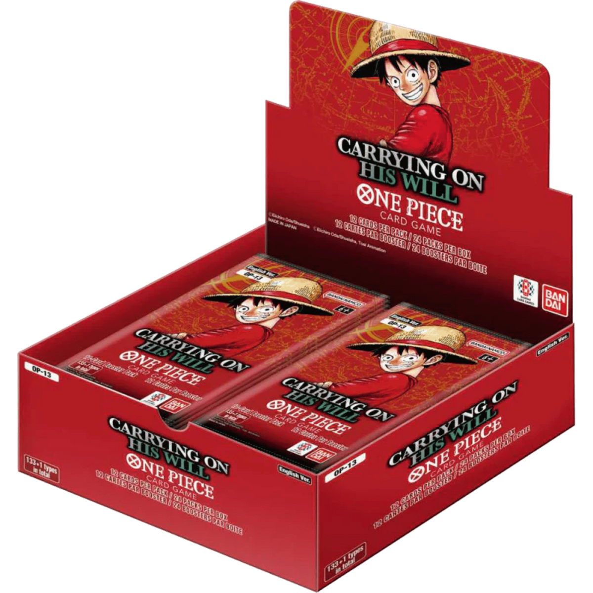 Buy One Piece OP13 Carrying on His Will Booster Box, new collectible card game set, vibrant artwork, for fans