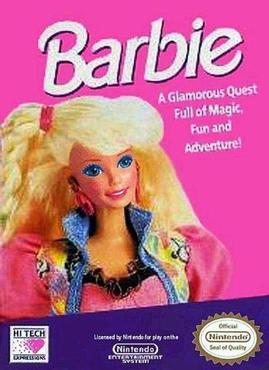 Vintage Barbie NES VG game cartridge, pink classic 80s style, collectible for gamers
