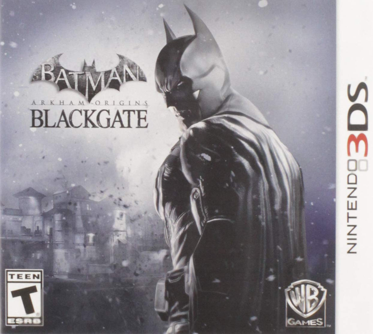 Batman Arkham Origins BlackGate 3DS game cover, action-packed adventure, dark visuals, for Nintendo 3DS enthusiasts