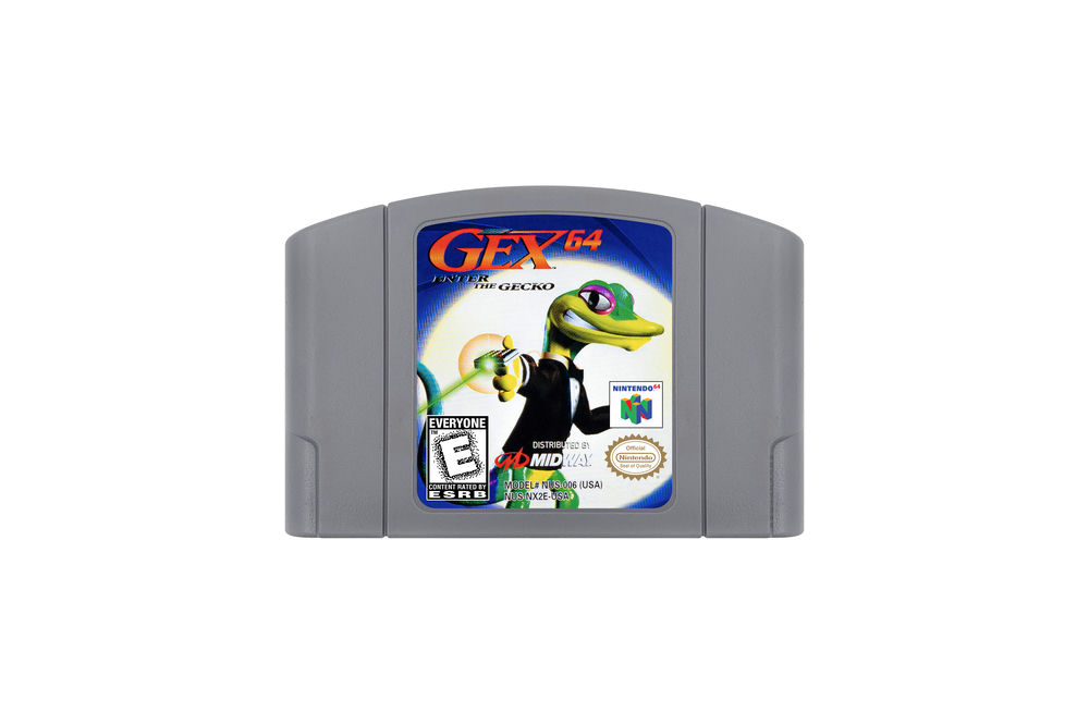 Gex 64 - N64 video game cartridge for Nintendo 64, classic 3D platformer starring the wisecracking lizard.