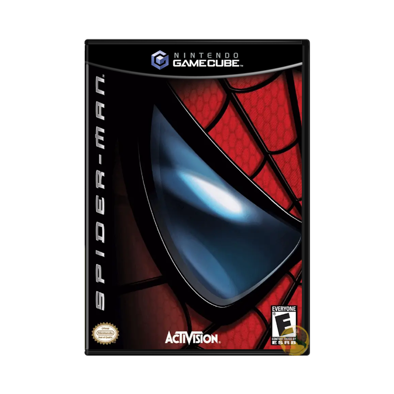 Spider-Man GameCube video game cover featuring Marvel superhero, action-adventure title for Nintendo GameCube