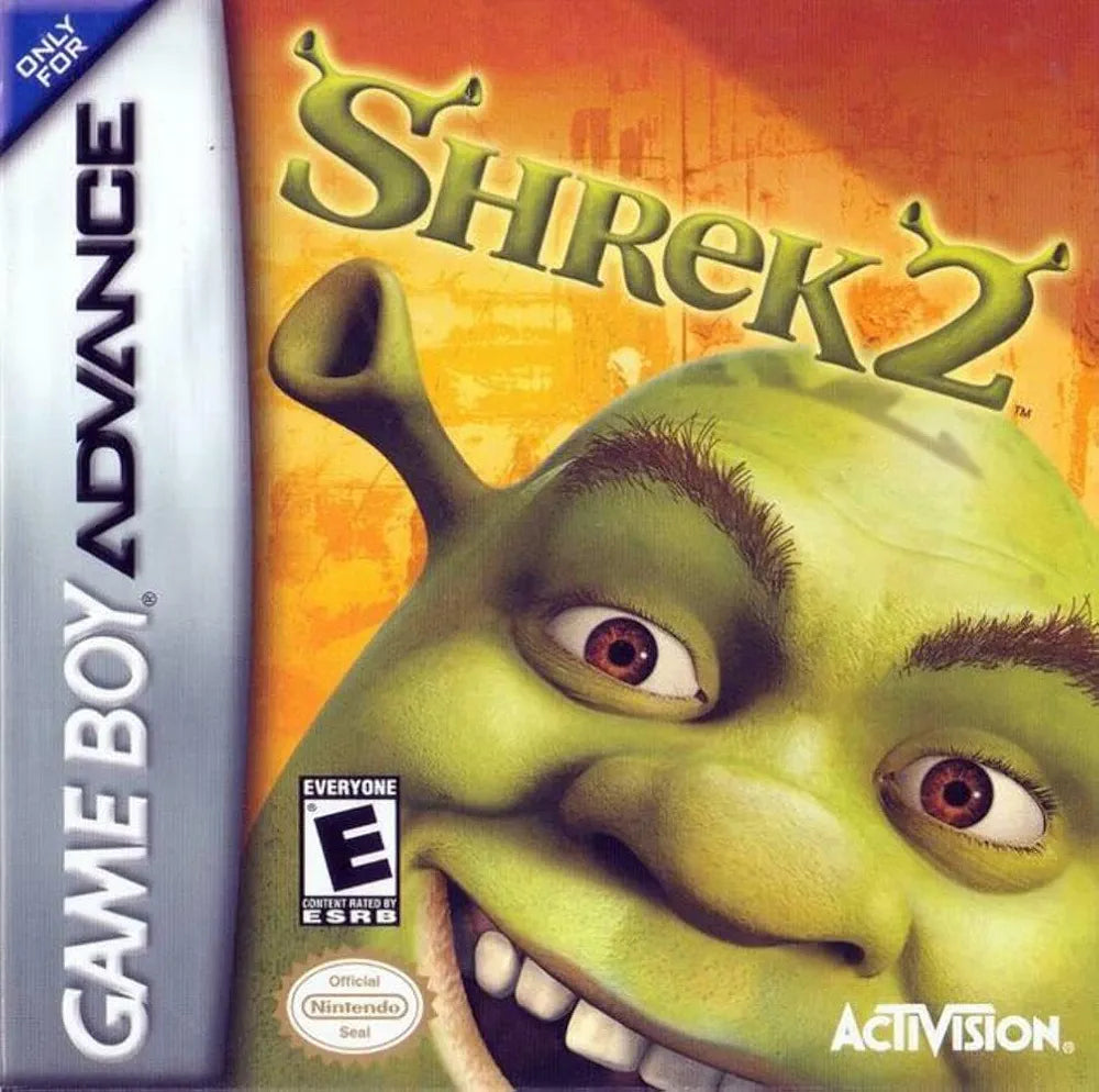 Shrek 2 - GBA: Game Boy Advance video game cartridge with Shrek 2 characters, platformer action, handheld
