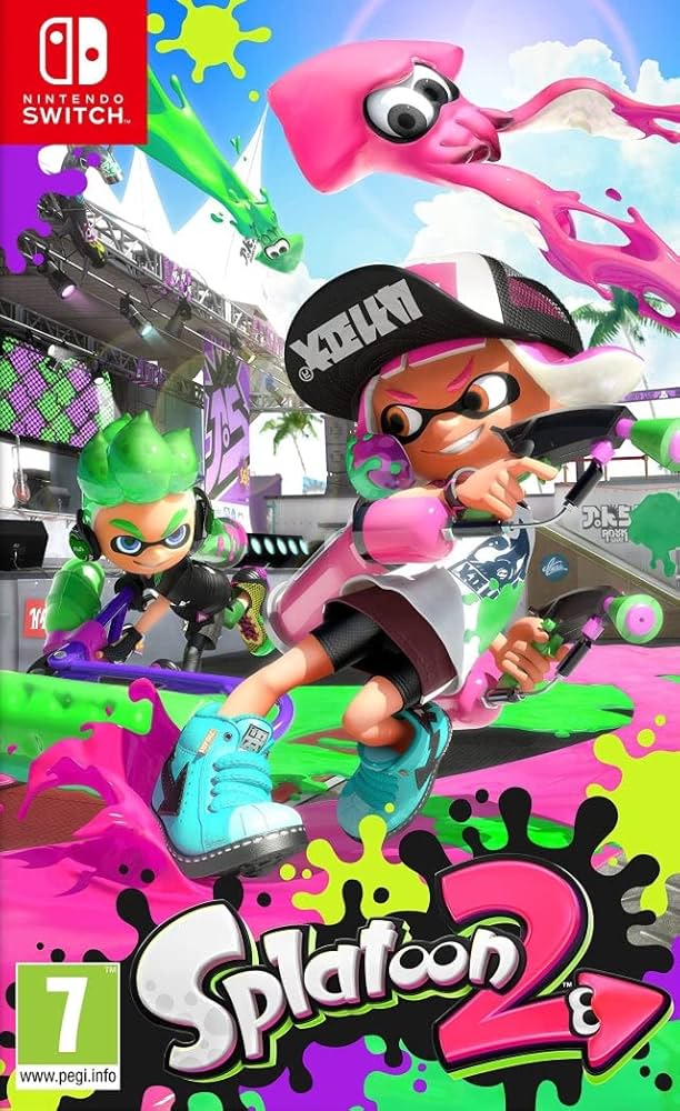 Splatoon 2 for Switch, vibrant multiplayer shooter game with colorful ink battles, family-friendly entertainment