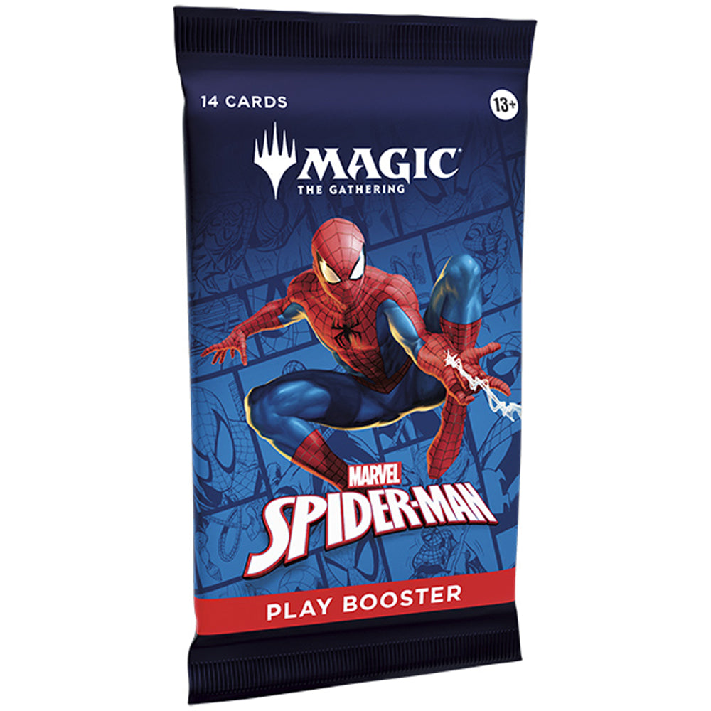 Spiderman Booster Pack Play Magic collectible card game, vibrant superhero-themed, for avid collectors and fans