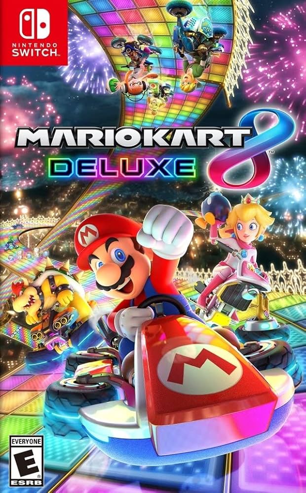 Mario Kart 8 Deluxe for Nintendo Switch — engaging arcade racing with multiplayer chaos and colorful tracks.